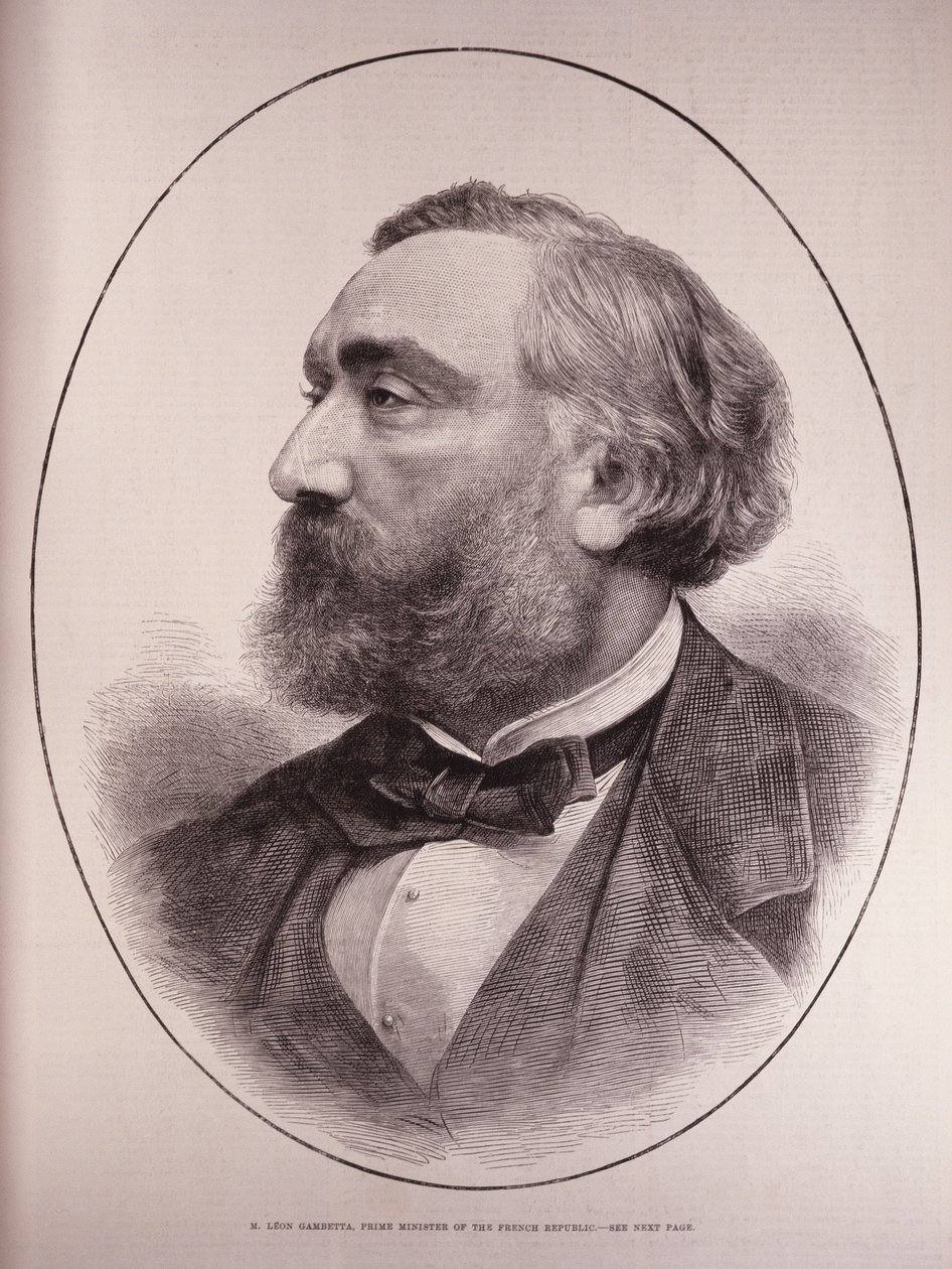 ليون جامبيتا (1838-1882) ، رئيس وزراء الجمهورية الفرنسية ، من أخبار لندن المصورة ، 12 مارس 1881 بواسطة مدرسة اللغة الإنجليزية
