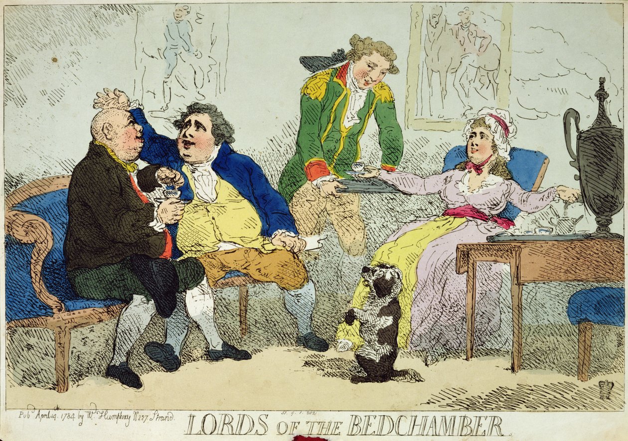 "Lords of the Bedchamber" ، 1784 (نقش يدوي) بواسطة مدرسة اللغة الإنجليزية