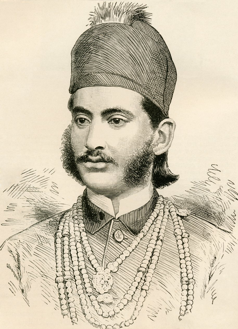 محبوب علي خان ، عساف جاه السادس ، من "سكان العالم" بقلم جي تي بيتاني ، نشر عام 1888 بواسطة مدرسة اللغة الإنجليزية