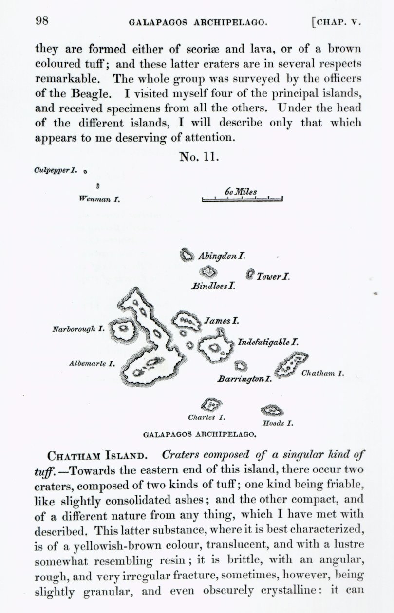 خريطة لأرخبيل غالاباغوس ، 1844 بواسطة مدرسة اللغة الإنجليزية