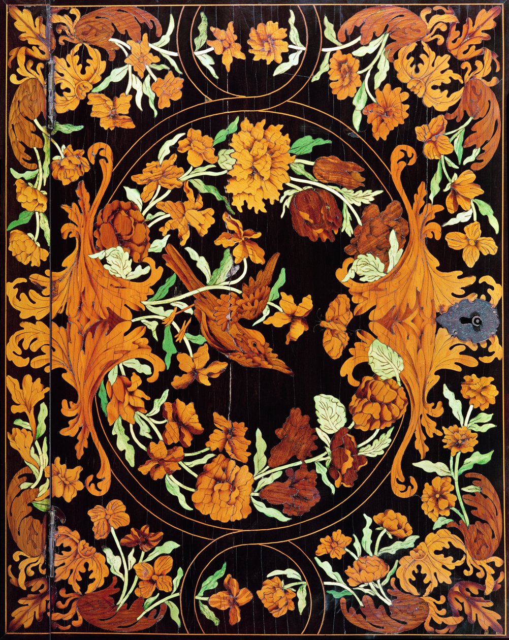 صندوق ماركيه ، انجليزي ، c.1670 (تفاصيل) بواسطة مدرسة اللغة الإنجليزية