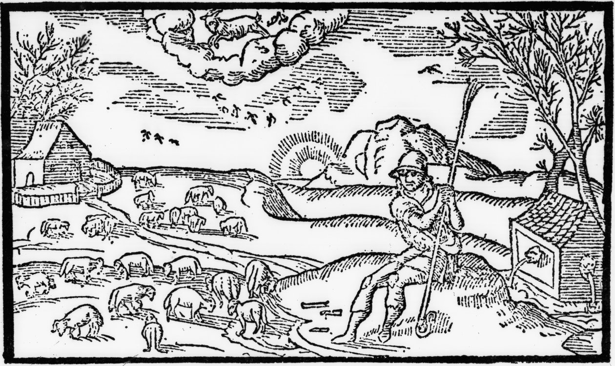 شهر ديسمبر ، من "The Shepheardes Calender" بقلم Esmond Spenser (1552-99) ، الفاكس الأصلي المنشور عام 1579 بواسطة مدرسة اللغة الإنجليزية
