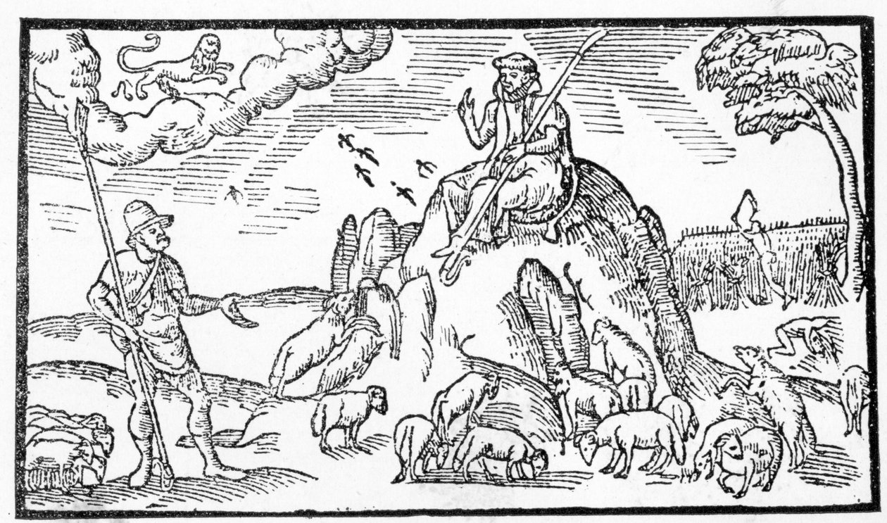 شهر يوليو ، من "The Shepheardes Calender" بقلم Esmond Spenser (1552-1599) ، نسخة أصلية للرسالة نُشرت عام 1579 بواسطة مدرسة اللغة الإنجليزية