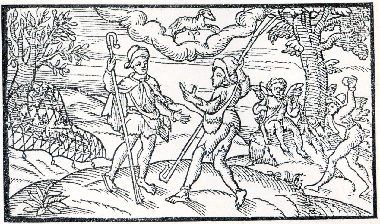 شهر مارس ، من "The Shepheardes Calender" بقلم Esmond Spenser (1552-99) ، الفاكس الأصلي المنشور عام 1579 بواسطة مدرسة اللغة الإنجليزية