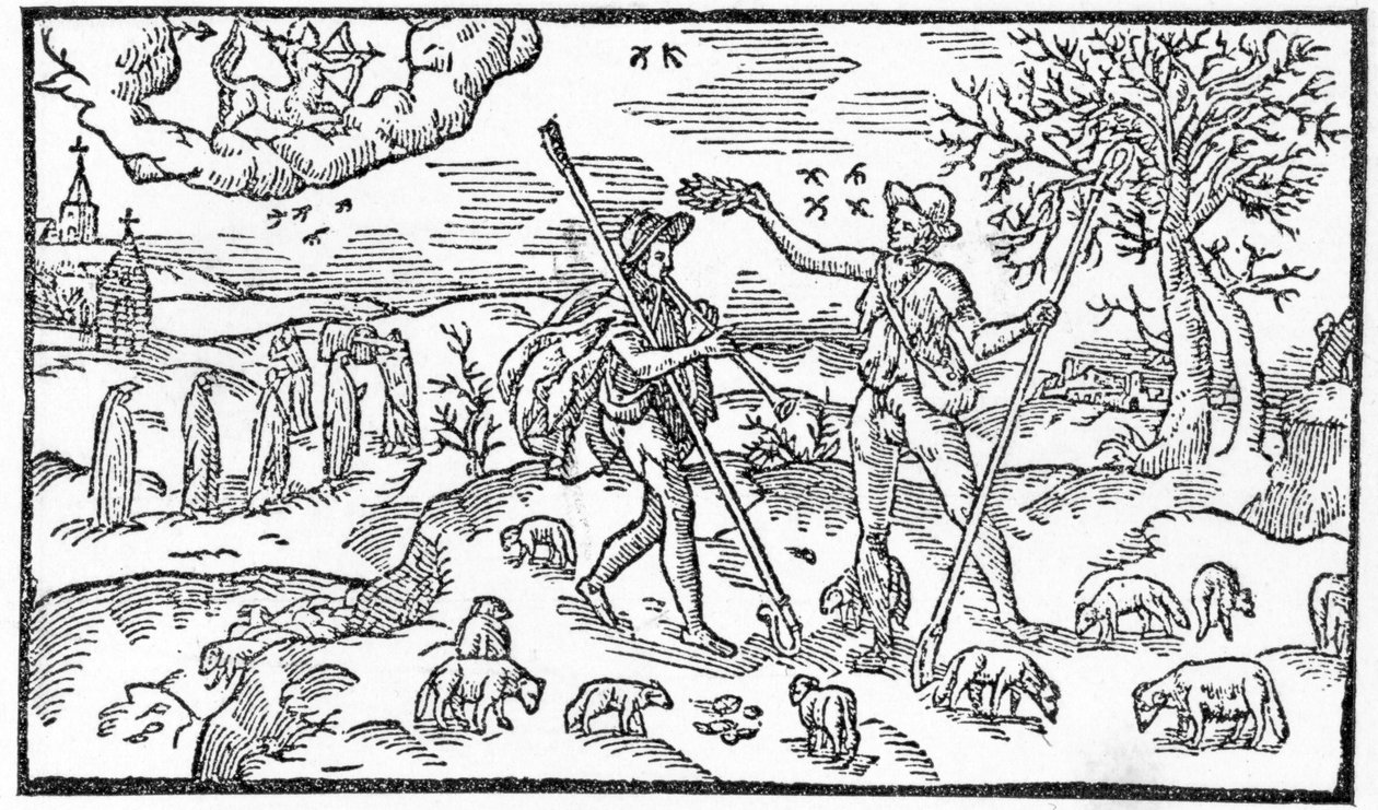 شهر نوفمبر ، من "The Shepheardes Calender&39;by Esmond Spenser (1552-99)" ، نسخة طبق الأصل من الأصلية المنشورة عام 1579 بواسطة مدرسة اللغة الإنجليزية