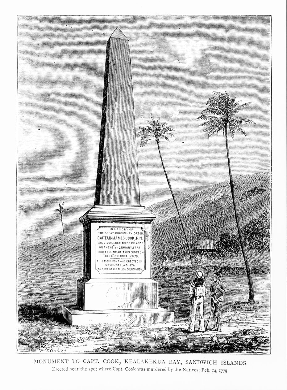 نصب تذكاري للكابتن جيمس كوك (1728-1779) ، خليج كيليكوا ، جزر ساندويتش بواسطة مدرسة اللغة الإنجليزية