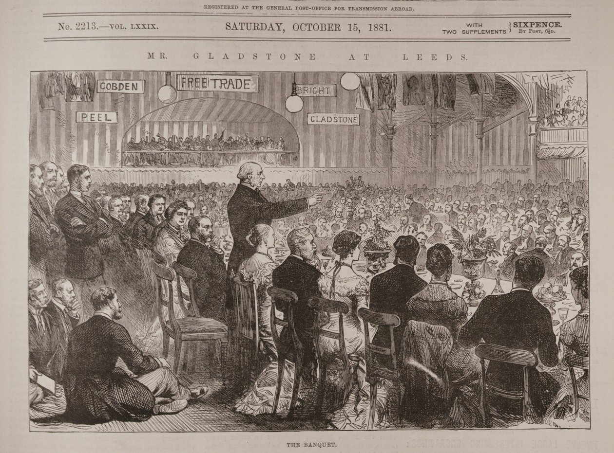 السيد جلادستون في ليدز: المأدبة ، من "أخبار لندن المصورة" ، 15 أكتوبر 1881 بواسطة مدرسة اللغة الإنجليزية