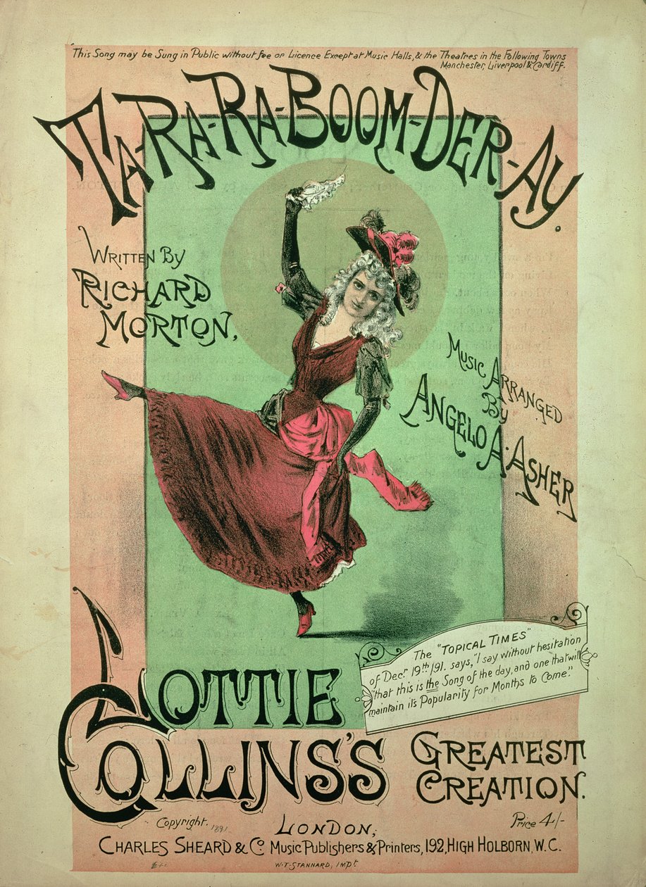 الغلاف الموسيقي لـ Ta-Ra-Ra-Boom-Der-Ay ، نشره Charles Sheard & Co ، 1891 بواسطة مدرسة اللغة الإنجليزية