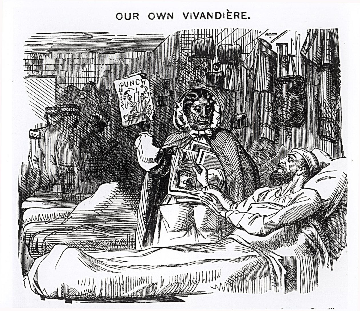 لدينا Vivandiere ، السيدة Seacole (1805-81) كما هو موضح في "Punch" ، تم نشره في 20 مايو 1857 بواسطة مدرسة اللغة الإنجليزية
