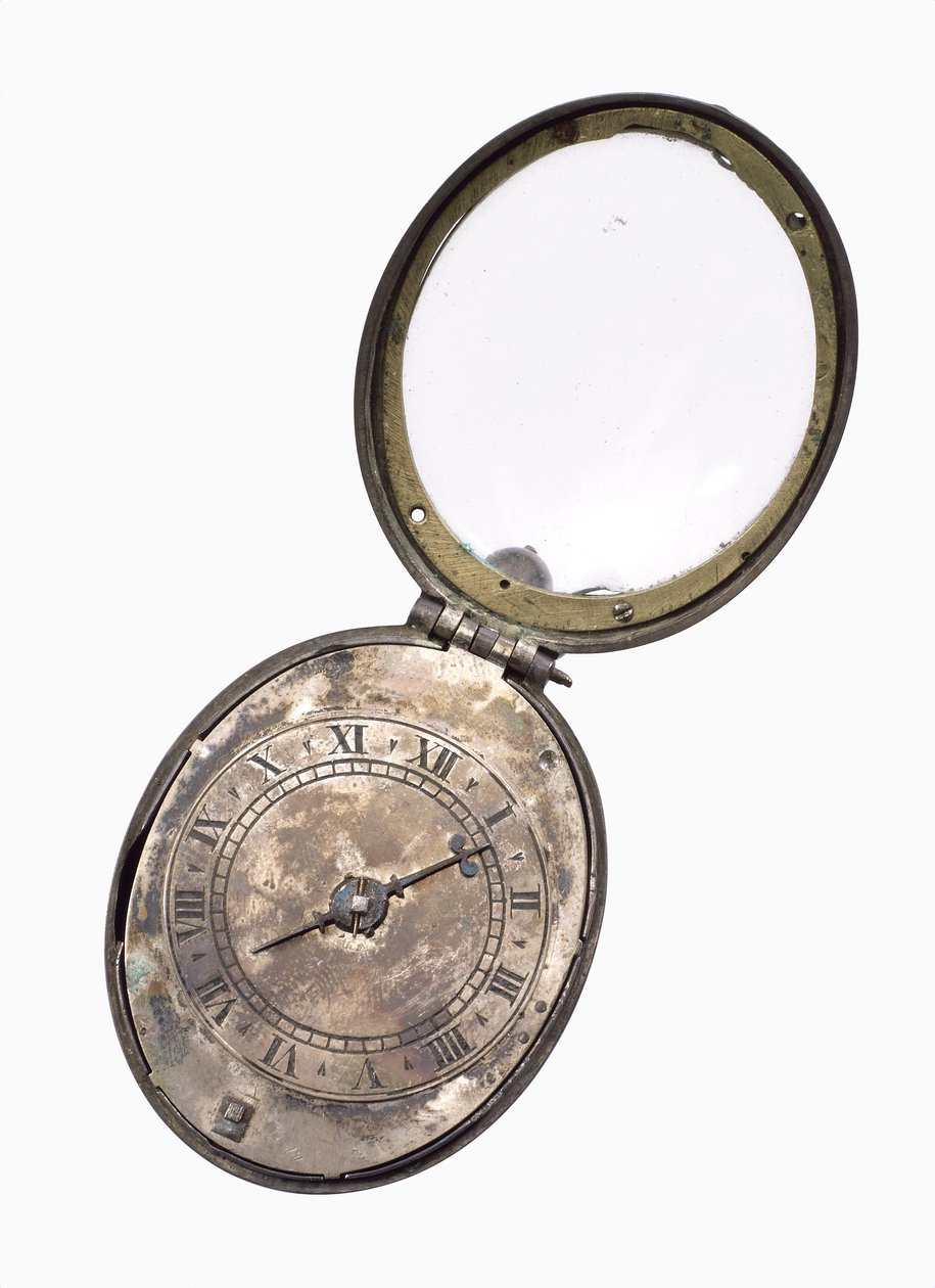 ساعة Oval Puritan ، c.1650 (فضي) (انظر أيضًا 259585) بواسطة مدرسة اللغة الإنجليزية