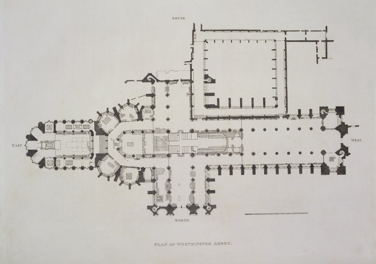 مخطط دير وستمنستر ، اللوحة 1 من دير وستمنستر ، الحانة. بقلم رودولف أكرمان (1764-1834) 1812 (أكواتينت) بواسطة مدرسة اللغة الإنجليزية