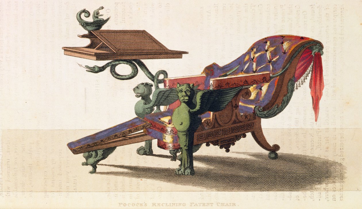 Pococks مستلق كرسي براءات الاختراع ، من Ackermanns Repository of Arts ، Vol.I، 9، Plate 19، March 1813 (print) بواسطة مدرسة اللغة الإنجليزية