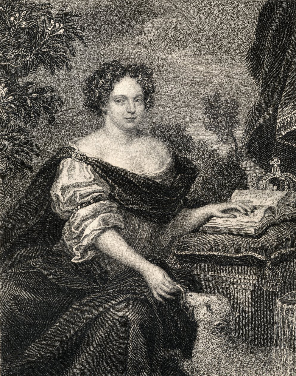 صورة لكاترين أوف براجانزا (1638-1705) ، من "صور بريتيش بورتس البريطانية" ، 1823 بواسطة مدرسة اللغة الإنجليزية