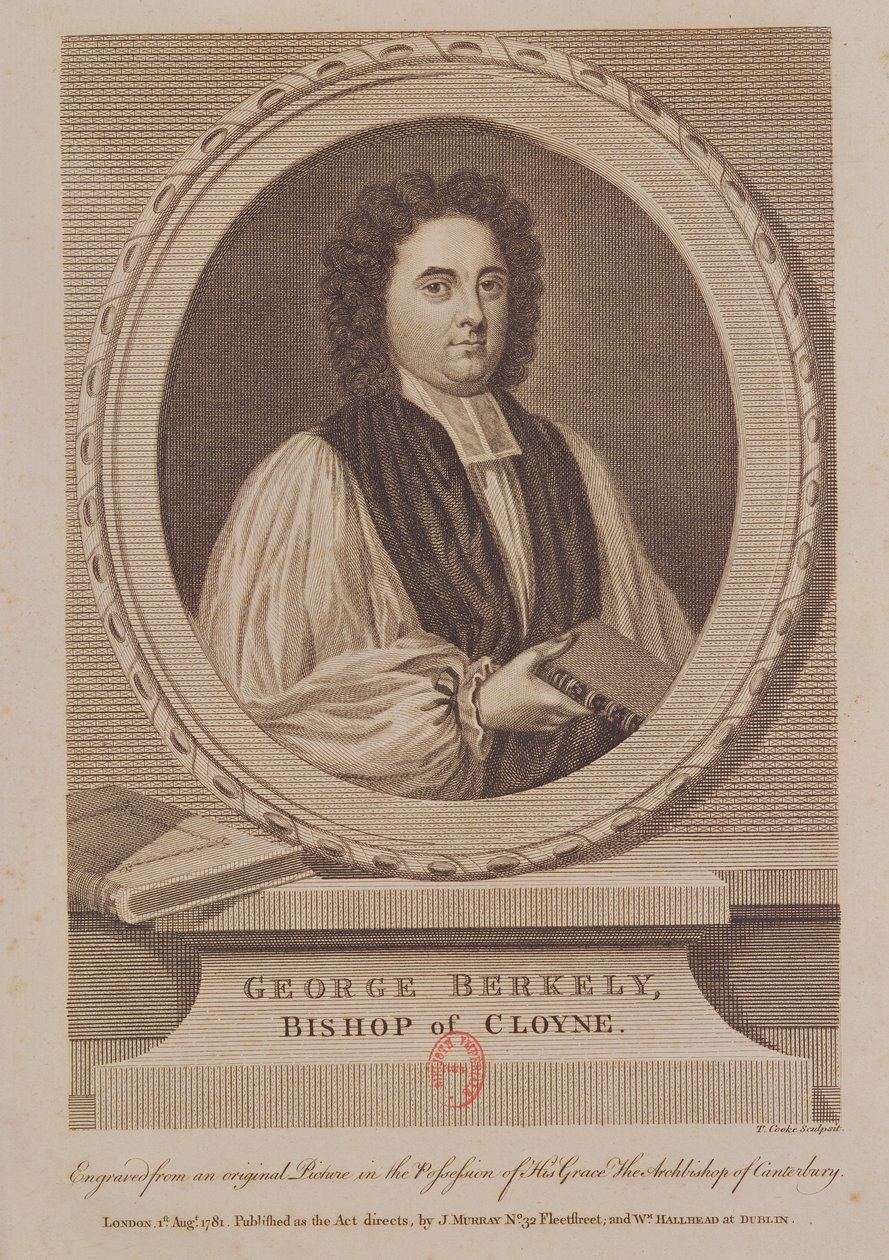 صورة لجورج بيركلي (1685-1753) أسقف كلوين ، نقشها توماس كوك (1744-1818) ج 1781 بواسطة مدرسة اللغة الإنجليزية