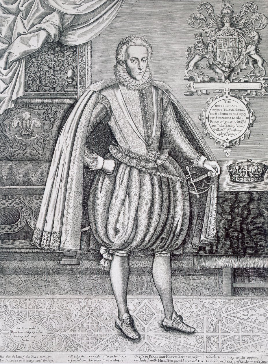 صورة لهنري ، أمير ويلز (1594-1612) من كتاب الملوك ، نقشها رينولد إلستراك (1571-ج 1630) 1612 بواسطة مدرسة اللغة الإنجليزية