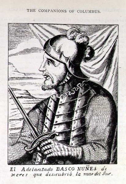 صورة لبيدرو نونيس (1502-78) من Xeres ، الذي اكتشف البحر الجنوبي ، من السرد والتاريخ النقدي لأمريكا ، حرره جوسينغ وينسور ، لندن ، 1886 بواسطة مدرسة اللغة الإنجليزية