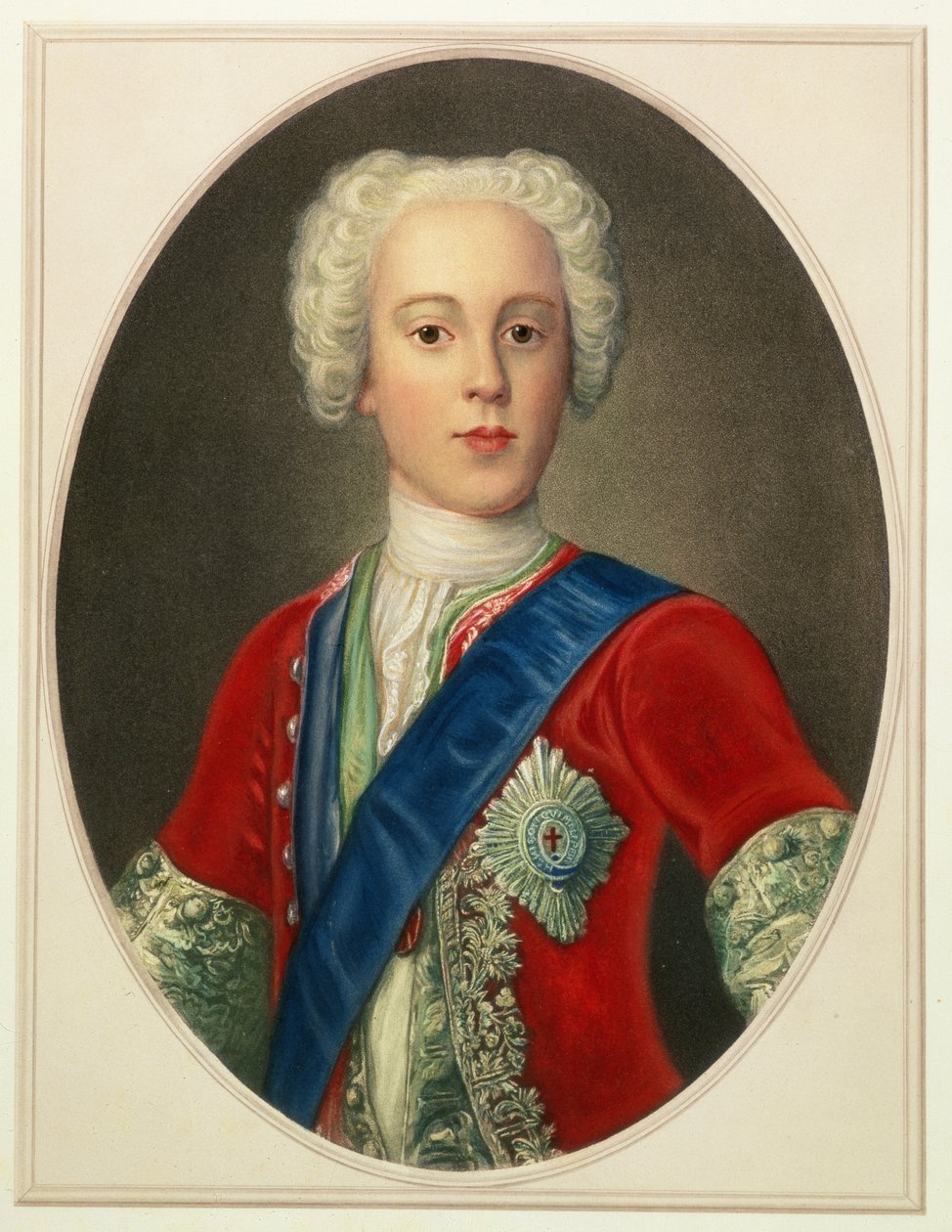 صورة للأمير تشارلز إدوارد لويس فيليب كاسيمير ستيوارت (1720-1788) الزاعم الشاب أو "بوني الأمير تشارلي" بواسطة مدرسة اللغة الإنجليزية