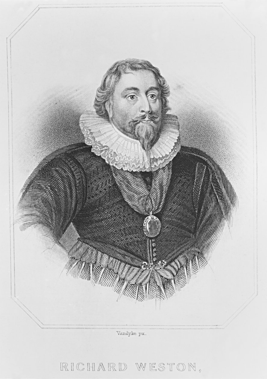 صورة لريتشارد ويستون (1577-1635) من "صور بريتيش لودج" ، 1823 بواسطة مدرسة اللغة الإنجليزية
