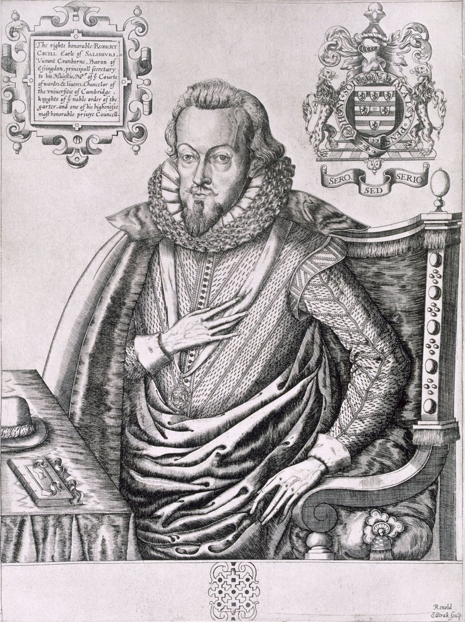 صورة لروبرت سيسيل (1563-1612) إيرل ساليسبري الأول ، نقشها رينولد إلستراك (1571-ج 1630) c.1607 بواسطة مدرسة اللغة الإنجليزية