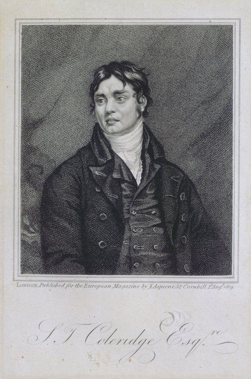 صورة صموئيل تايلور كوليردج (1772-1834) نشرت عام 1819 بواسطة مدرسة اللغة الإنجليزية