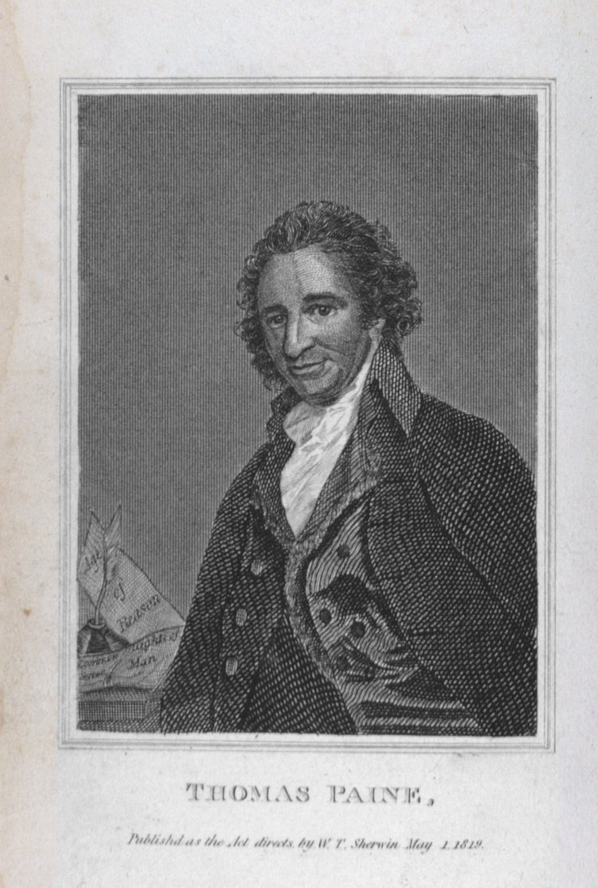 صورة لتوماس باين (1737-1809) من المجلد الأول من "الأعمال السياسية لتوماس باين" ، الحانة. بقلم دبليو تي شيروين ، ١ مايو ١٨١٩ بواسطة مدرسة اللغة الإنجليزية