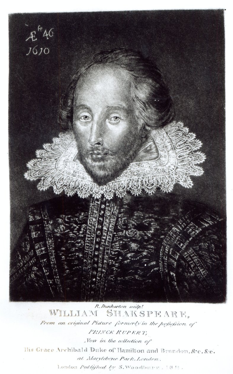 صورة ويليام شكسبير (1564-1616) ، نقشها روبرت دنكرتون (1744-1817) ، نشرها S.Woodburn ، 1811 بواسطة مدرسة اللغة الإنجليزية