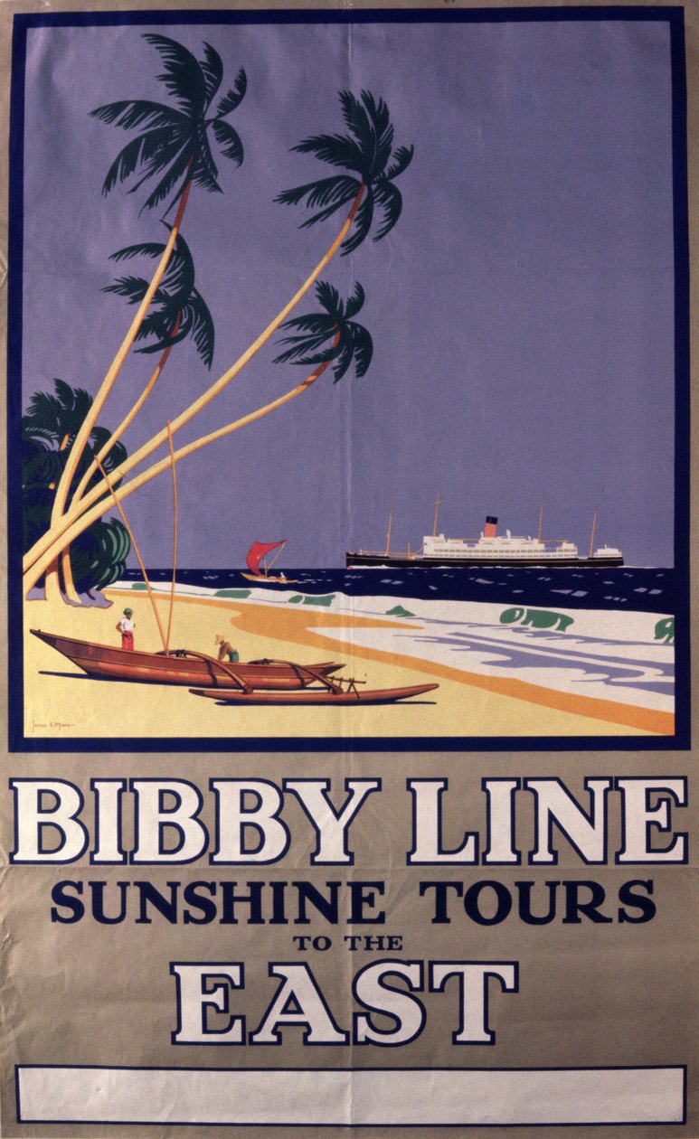 الإعلان عن الملصقات "Bibby Line Sunshine Tours" بواسطة مدرسة اللغة الإنجليزية