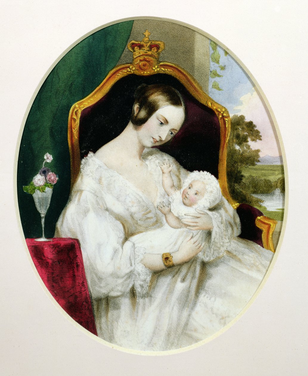 الملكة فيكتوريا (1819-1901) مع الأميرة رويال (1840-1901) كطفل (مرحاض على الورق) بواسطة مدرسة اللغة الإنجليزية