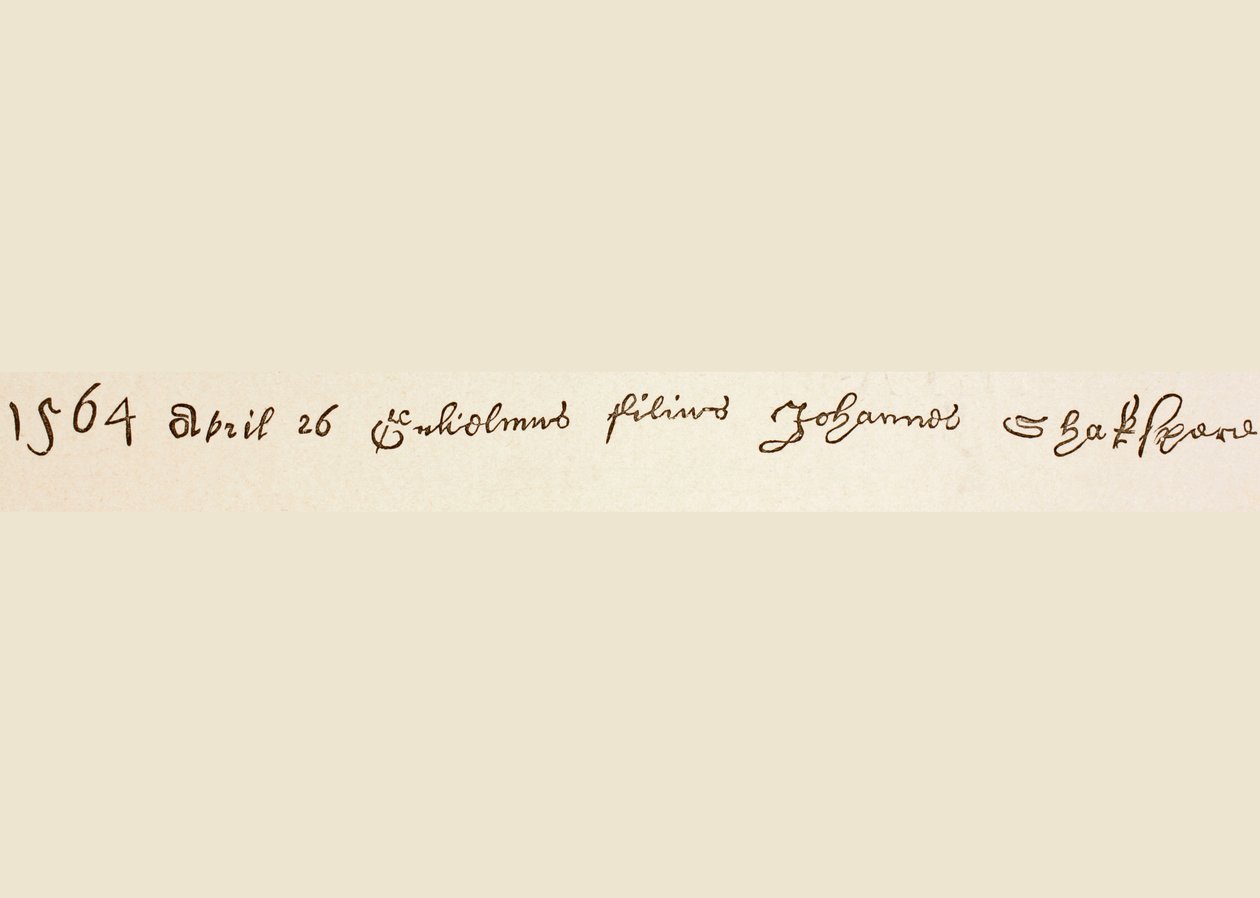 تسجيل الدخول في معمودية ويليام شكسبير ، 1886 (حبر على ورق) بواسطة مدرسة اللغة الإنجليزية