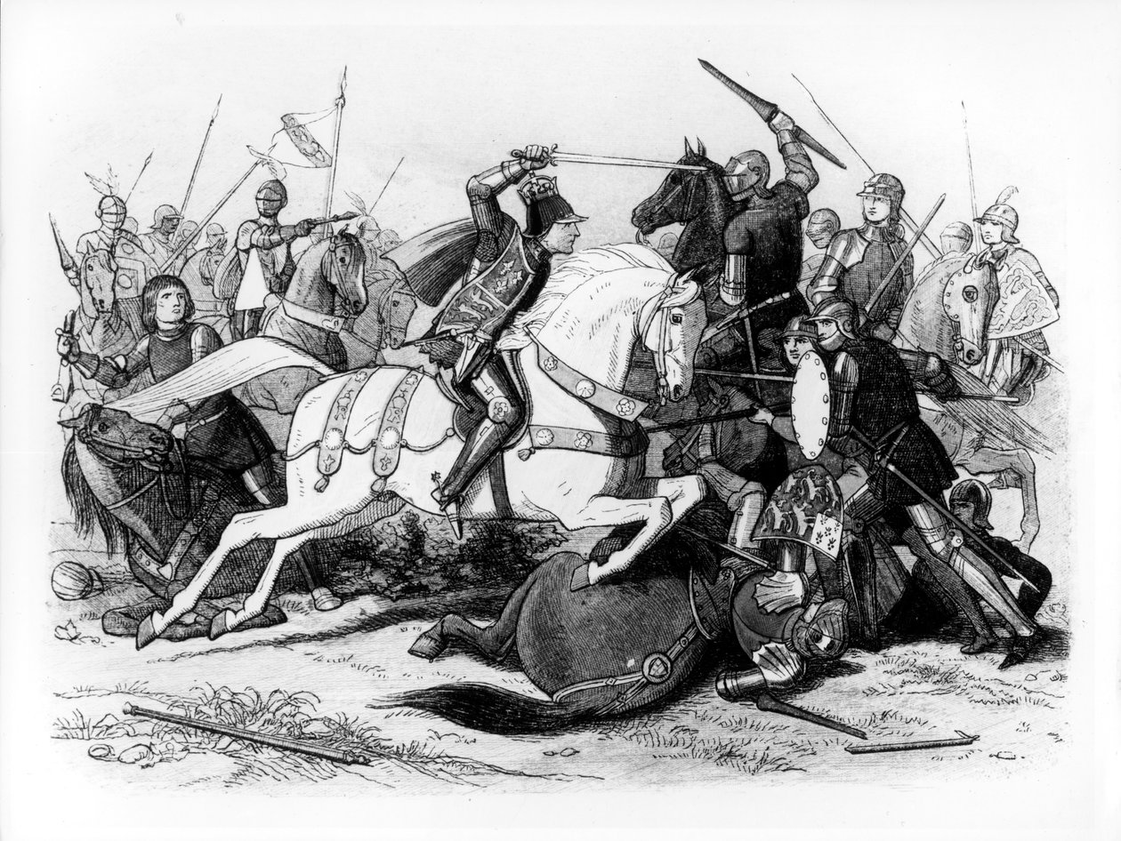 ريتشارد الثالث (1452-85) في معركة بوسورث عام 1485 بواسطة مدرسة اللغة الإنجليزية