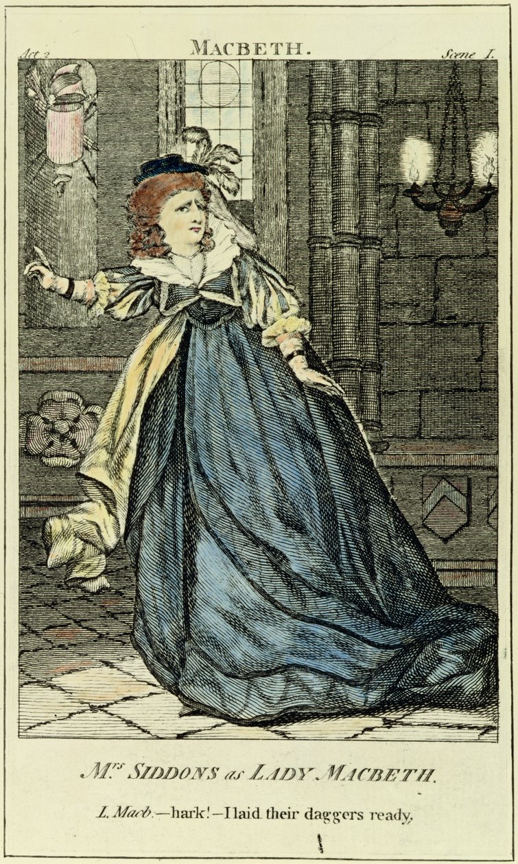 سارة سيدونز (1755-1831) في دور السيدة ماكبث بواسطة مدرسة اللغة الإنجليزية