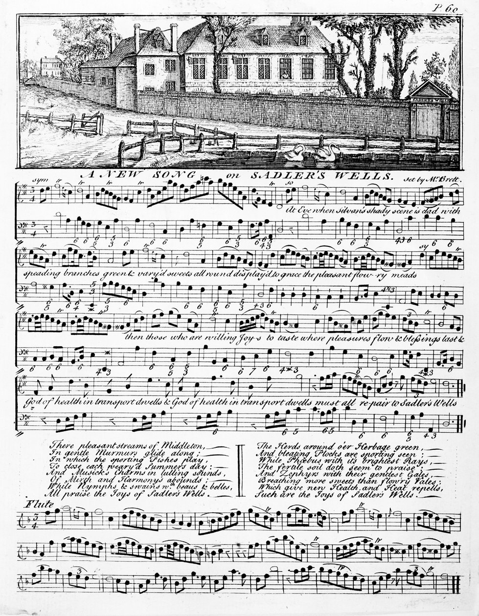 النوتة الموسيقية ل &39;أغنية جديدة على سادلر ويلز&39; ، 1746 بواسطة مدرسة اللغة الإنجليزية