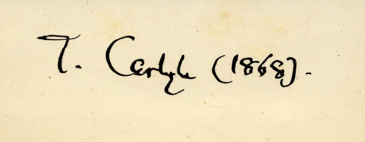 توقيع توماس كارليل (1795-1881) عام 1868 بواسطة مدرسة اللغة الإنجليزية