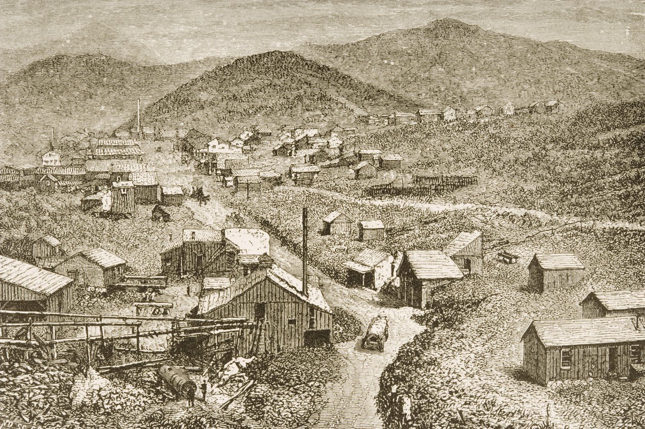 سيلفر سيتي ، نيفادا ، c.1870 ، من "الصور الأمريكية" ، نشرتها جمعية المسالك الدينية ، 1876 بواسطة مدرسة اللغة الإنجليزية