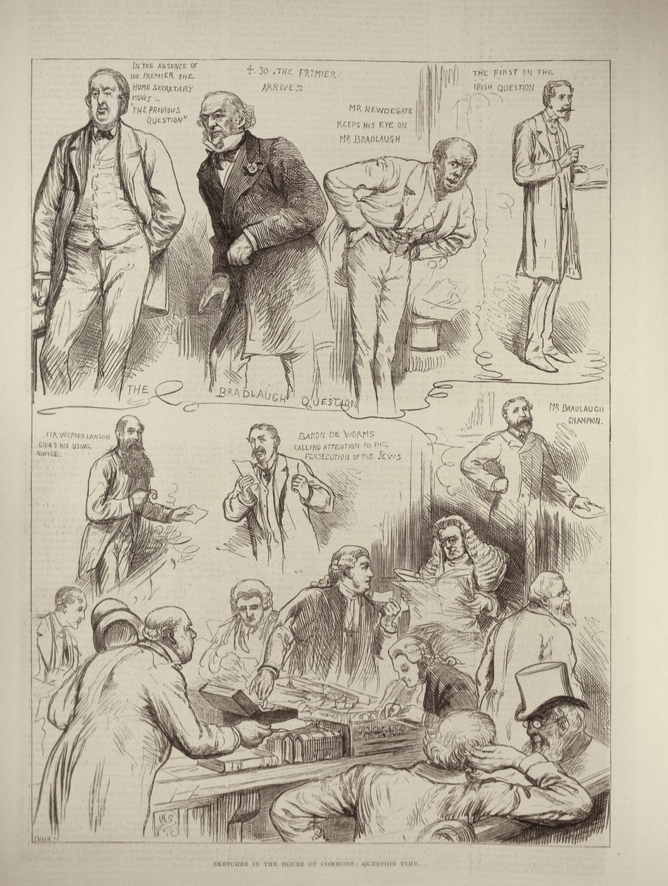 اسكتشات في مجلس العموم: وقت السؤال ، من أخبار لندن المصورة ، 18 فبراير 1882 بواسطة مدرسة اللغة الإنجليزية