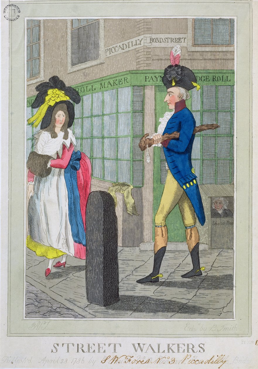 مشوا الشوارع ، محفورا ب. سميث ، حانة. بواسطة SW Fores ، 1786 (النقش الملون) بواسطة مدرسة اللغة الإنجليزية