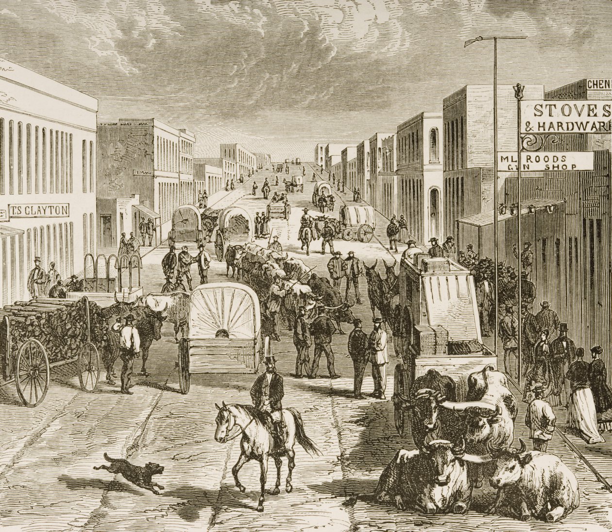 شارع في دنفر ، كولورادو ، من "الصور الأمريكية" ، نشرته جمعية المسالك الدينية ، 1876 بواسطة مدرسة اللغة الإنجليزية