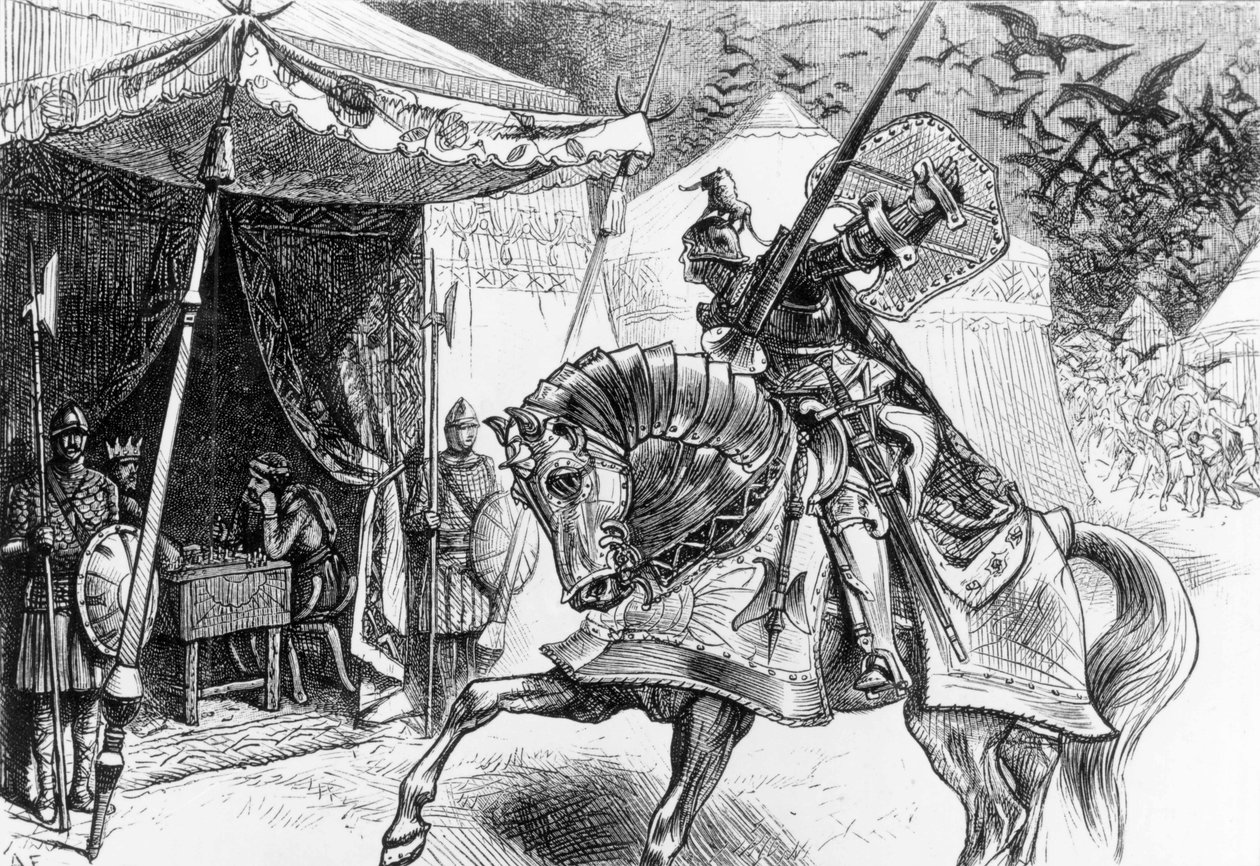 جيش رافنز ، مشهد من "حلم رونابوي" ، جزء من "The Mabinogion" بواسطة مدرسة اللغة الإنجليزية