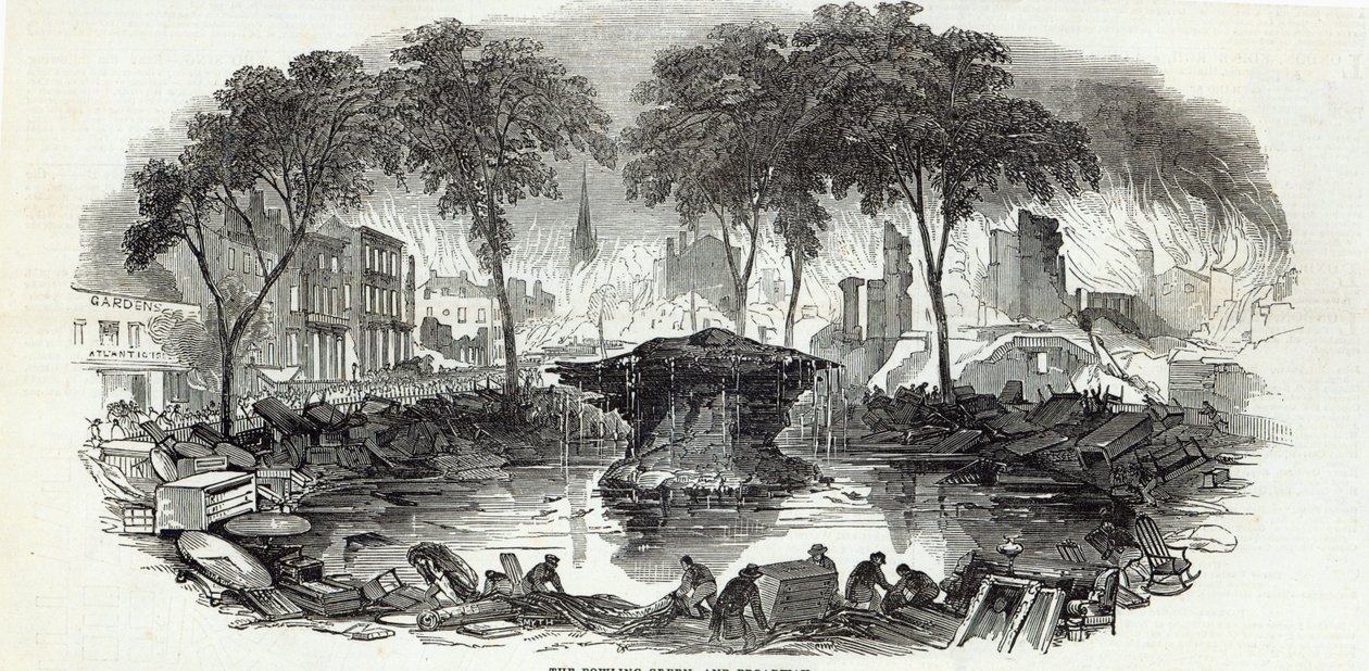The Bowling-green and Broadway ، New York ، من The Illustrated London News ، 23 أغسطس 1845 بواسطة مدرسة اللغة الإنجليزية