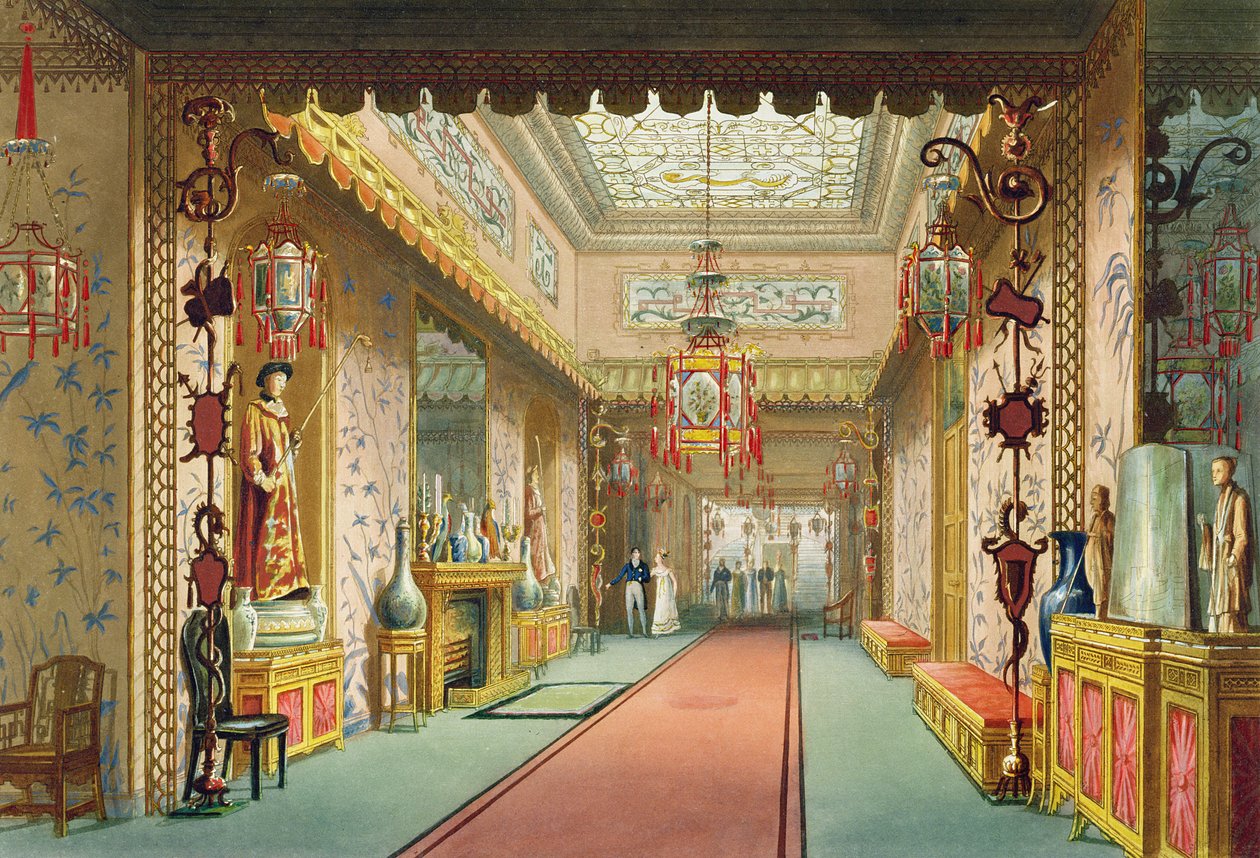 المعرض الصيني ، من مناظر الجناح الملكي ، برايتون لجون ناش (1752-1835) ، 1826 (أكواتينت) بواسطة مدرسة اللغة الإنجليزية