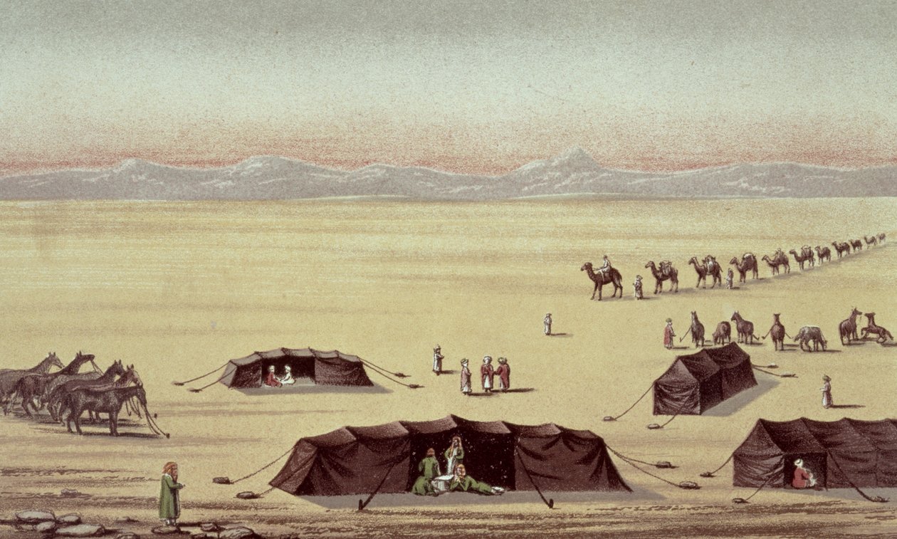 معسكر الصحراء للسير ريتشارد بيرتون (1821-1890) (باستيل على ورق) بواسطة مدرسة اللغة الإنجليزية