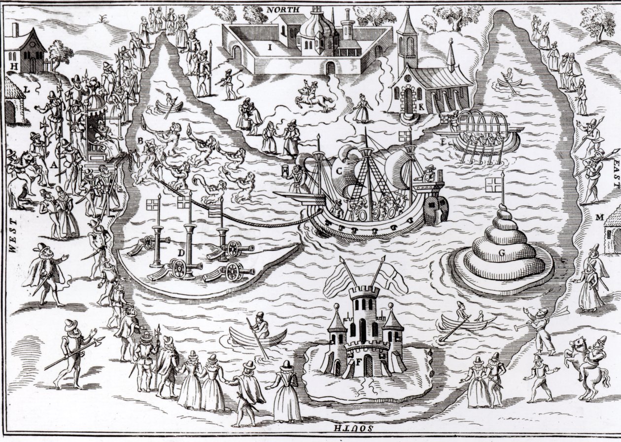 الترفيه Elvetham من 1593-94 من "التقدم والتقدم العام للملكة إليزابيث" بقلم جون نيكول ، حانة. ج 1823 بواسطة مدرسة اللغة الإنجليزية