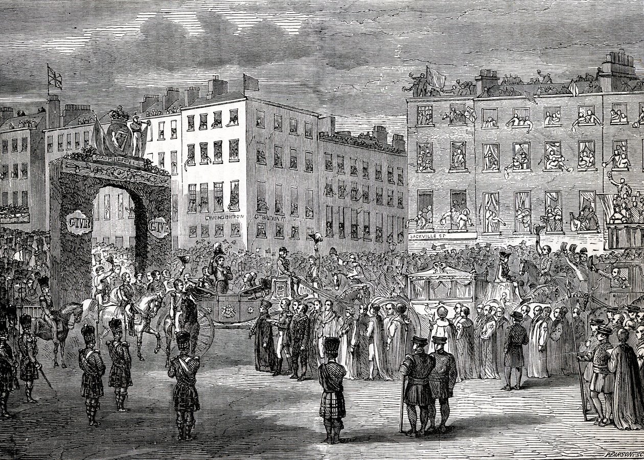 دخول جورج الرابع (1762-1830) إلى دبلن ، 3 سبتمبر 1821 ، محفور بواسطة بيرسون بواسطة مدرسة اللغة الإنجليزية