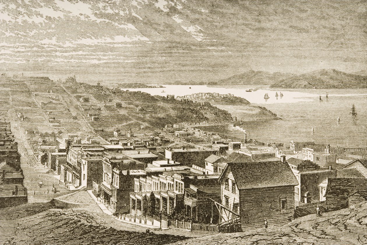 البوابة الذهبية ، سان فرانسيسكو ، من "الصور الأمريكية" ، نشرتها جمعية المسالك الدينية ، 1876 بواسطة مدرسة اللغة الإنجليزية
