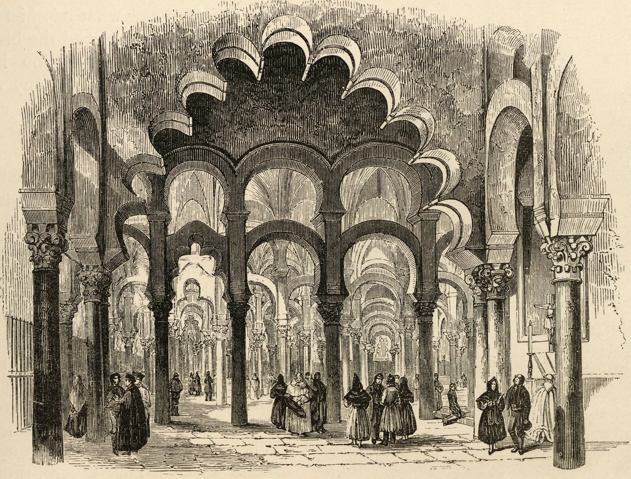 المسجد الكبير ، قرطبة ، رسم توضيحي من "الصور الإسبانية" بواسطة القس صمويل مانينغ بواسطة مدرسة اللغة الإنجليزية
