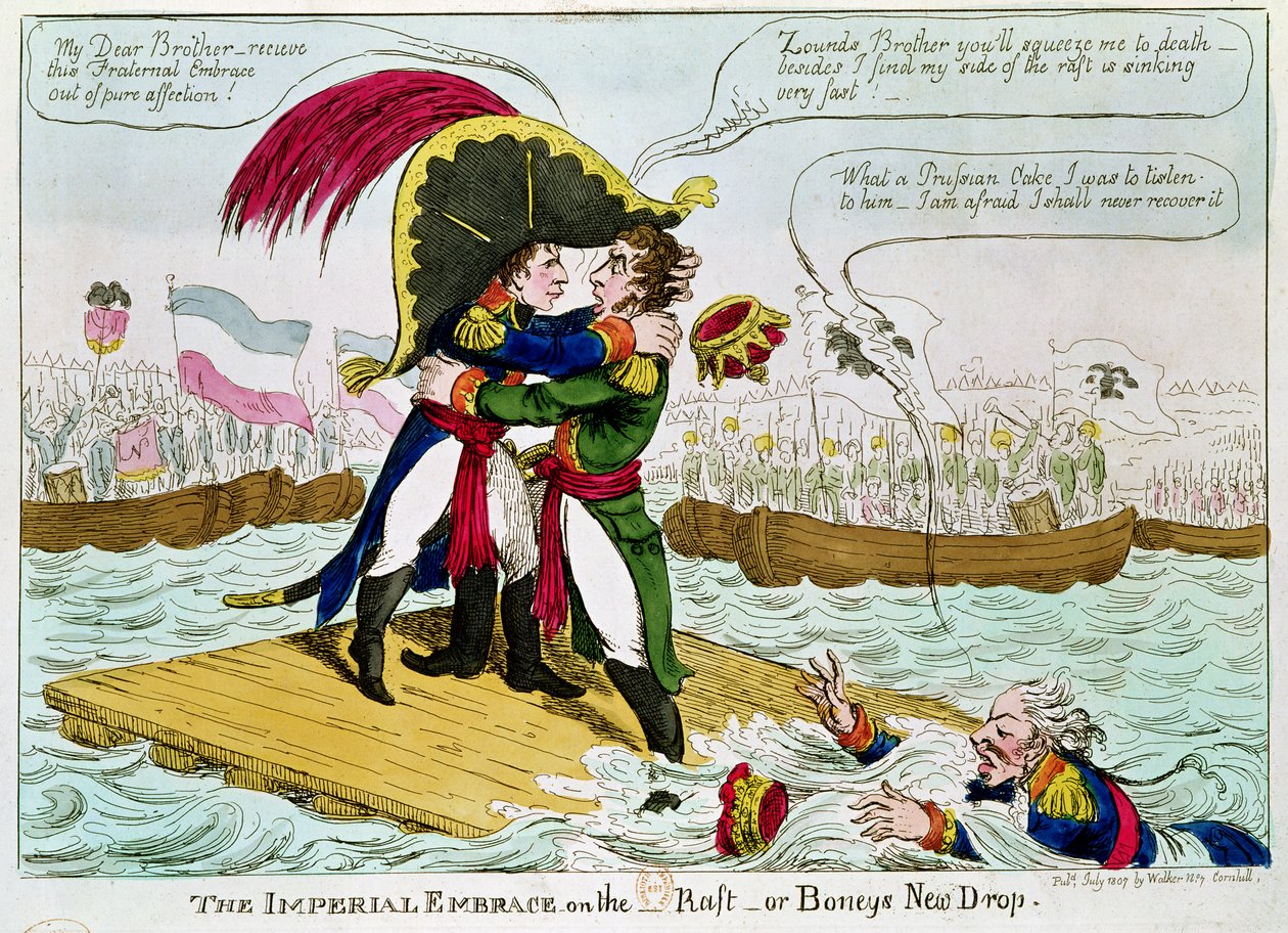 The Imperial Embrace or Boneys New Drop ، نشره ووكر ، لندن ، يوليو 1807 بواسطة مدرسة اللغة الإنجليزية
