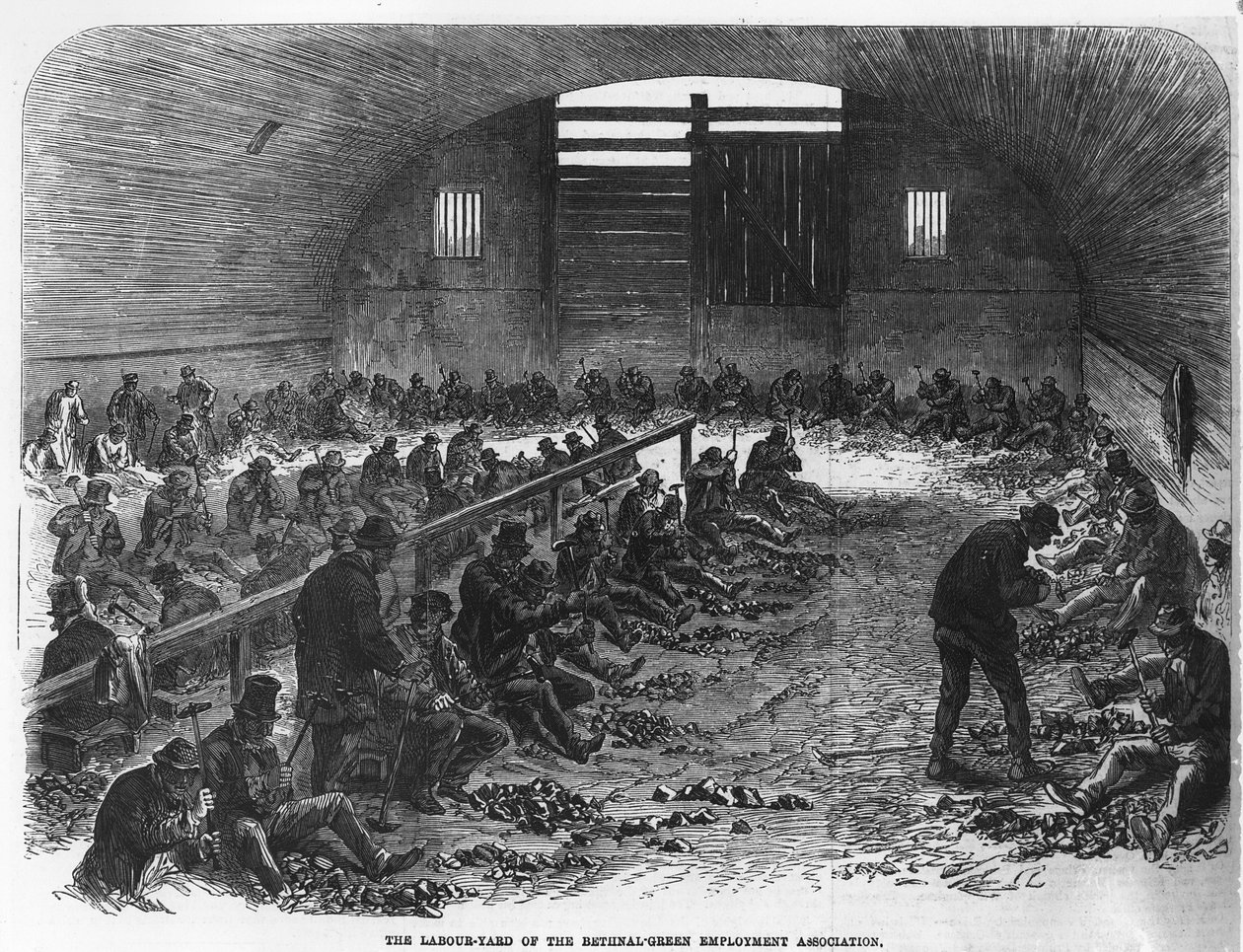 ساحة العمل التابعة لجمعية بيثنال للتوظيف الأخضر ، من "أخبار لندن المصورة" ، 1868 بواسطة مدرسة اللغة الإنجليزية