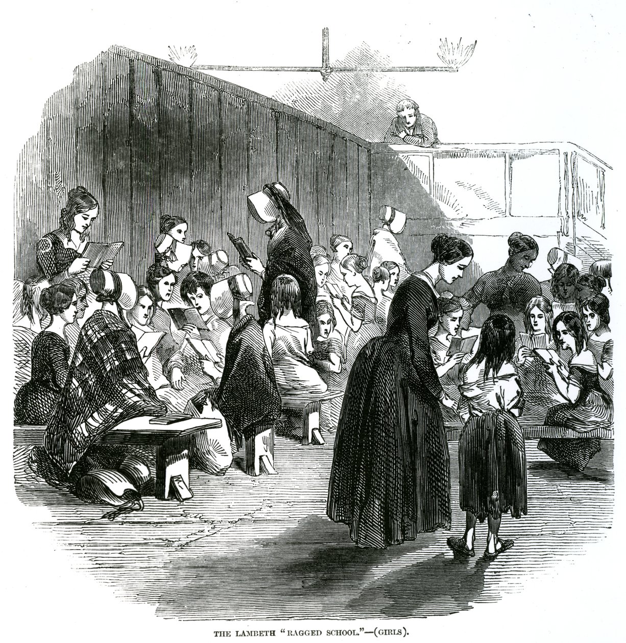 مدرسة Lambeth Ragged ، صورة توضيحية من "أخبار لندن المصورة" ، 11 أبريل 1846 بواسطة مدرسة اللغة الإنجليزية