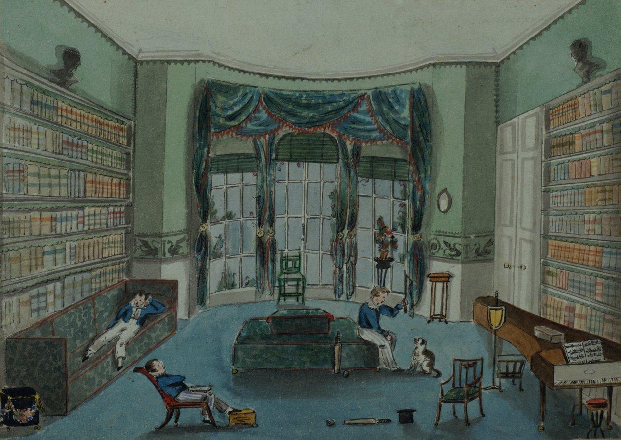 المكتبة ، c.1820 ، Battersea Rise بواسطة مدرسة اللغة الإنجليزية