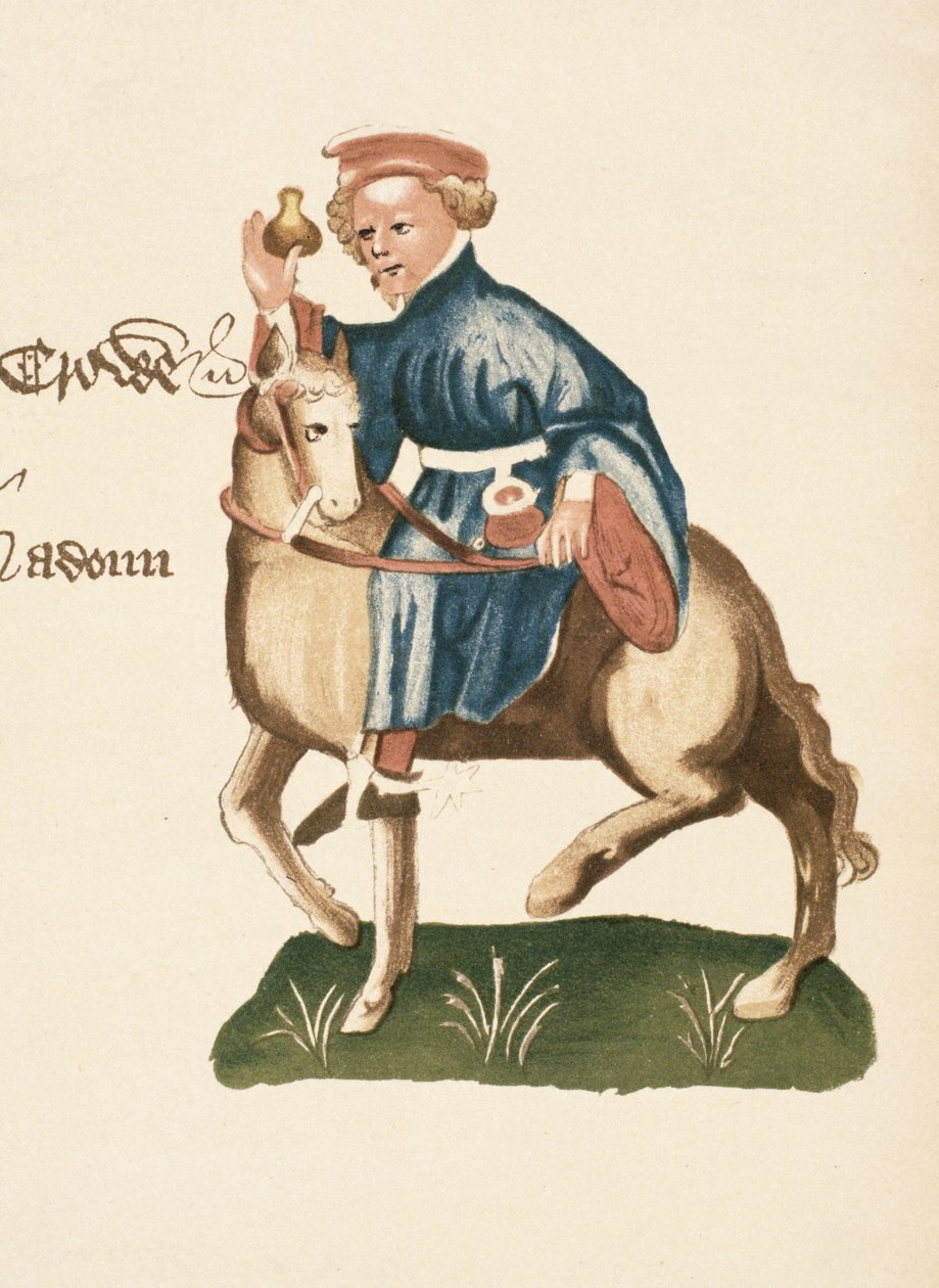 The Manciple ، تفاصيل من حكايات كانتربري ، بقلم جيفري تشوسر (c.1342-1400) مخطوطة إليسمير ، طبعة فاكس ، 1911 (للحصول على التفاصيل الأصلية ، انظر 128924) بواسطة مدرسة اللغة الإنجليزية